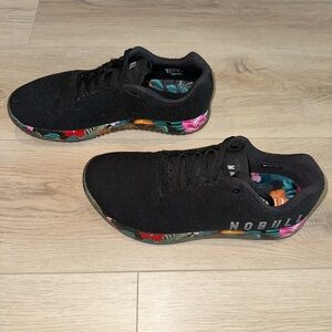 NOBULL Black Sneakers with Floral Design
